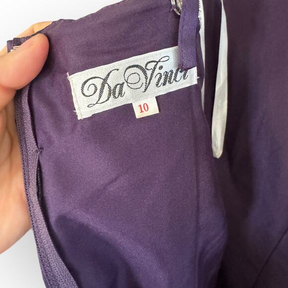 Da Vinci Purple Satin Formal Dress Sz 10 Strapless Removable Strap Holiday Royal - Picture 5 of 8